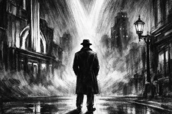 Filmski poster u charcoal film noir stilu