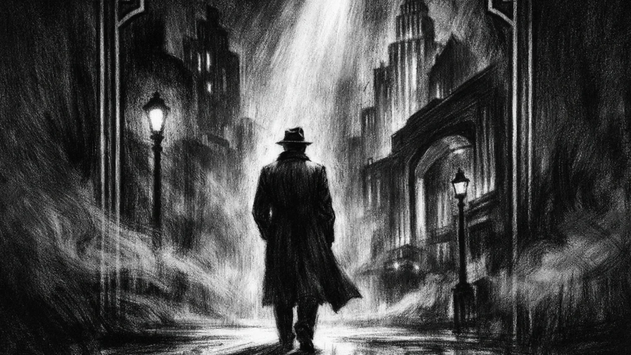 Filmski poster u charcoal film noir stilu