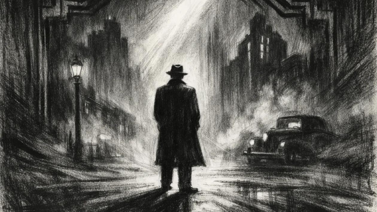 Filmski poster u charcoal film noir stilu