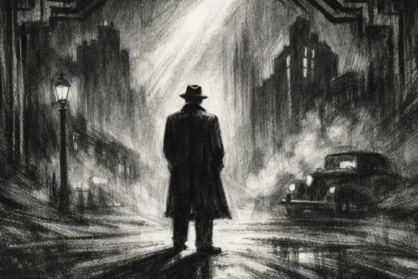 Filmski poster u charcoal film noir stilu