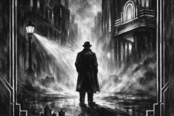 Filmski poster u charcoal film noir stilu