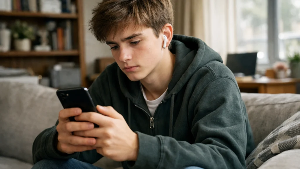 Mladi korisnik prati sadržaj na TikToku u svakodnevnom okruženju