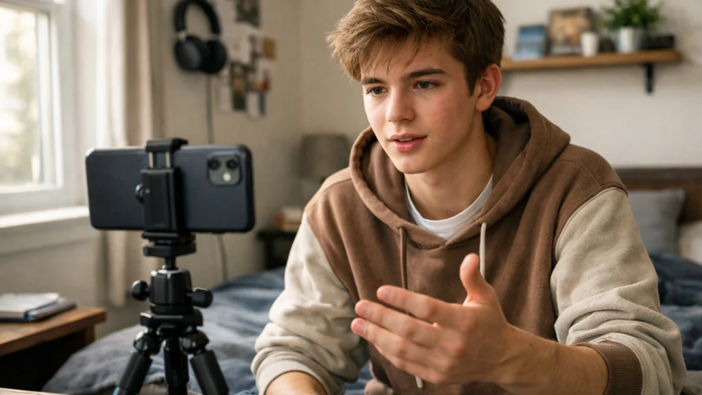 Mladi korisnik snima TikTok video kao dio digitalne kulture mladih