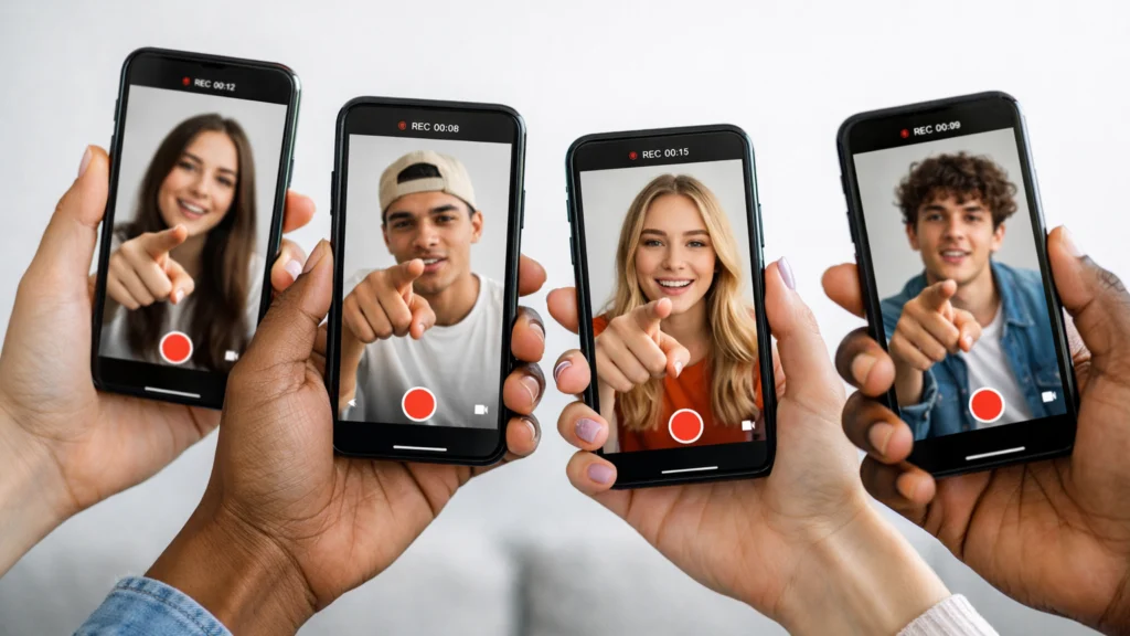 Ponovljeni obrasci snimanja TikTok izazova koji simboliziraju viralnost