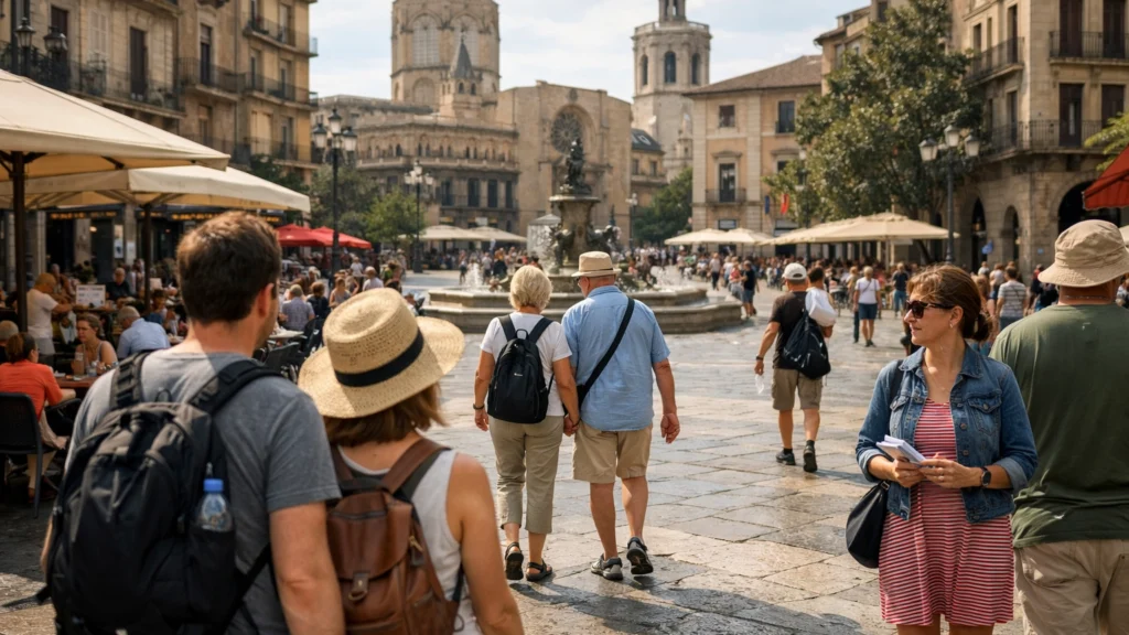 Turisti u povijesnoj jezgri europskog grada u razdoblju oporavka turizma