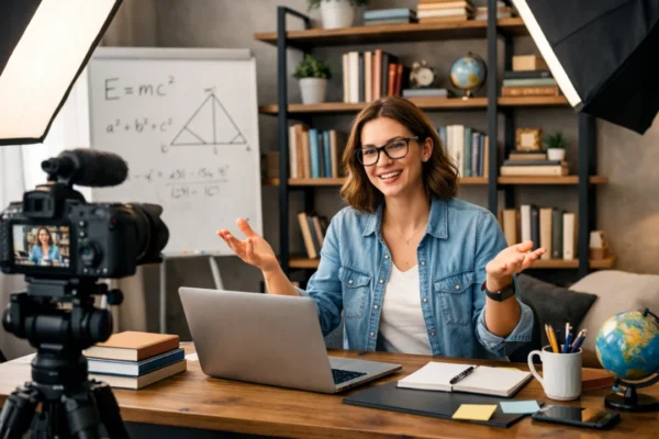 Edukativni influencer snima obrazovni sadržaj u digitalnom okruženju