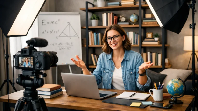 Edukativni influencer snima obrazovni sadržaj u digitalnom okruženju