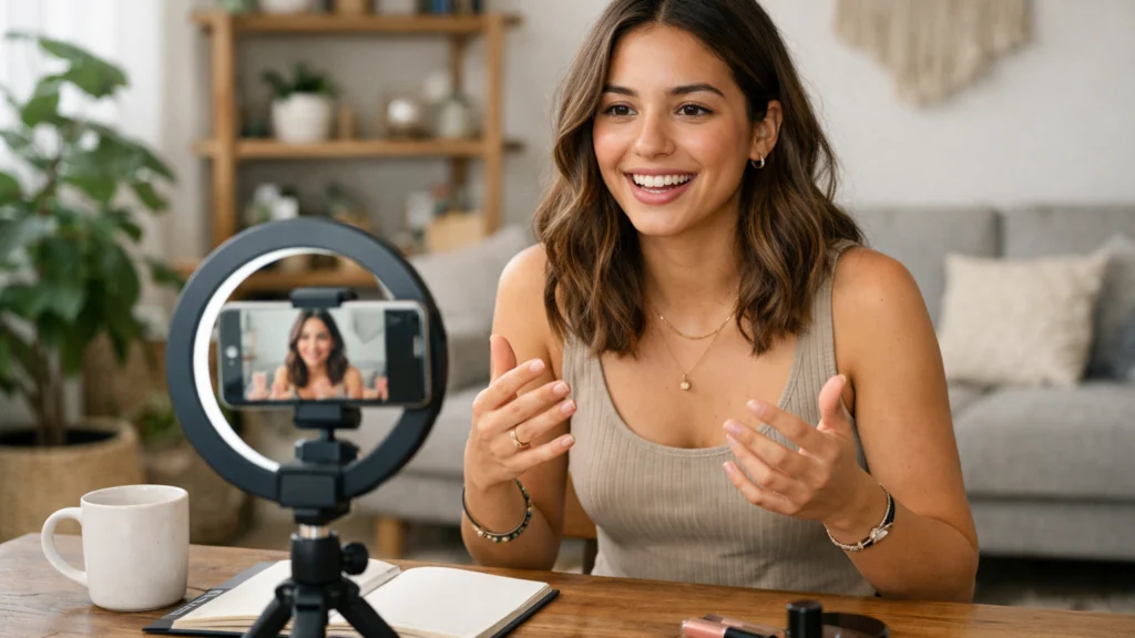 Mikro influencer snima sadržaj u autentičnom kućnom okruženju