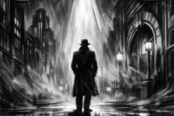 Filmski poster u charcoal film noir stilu