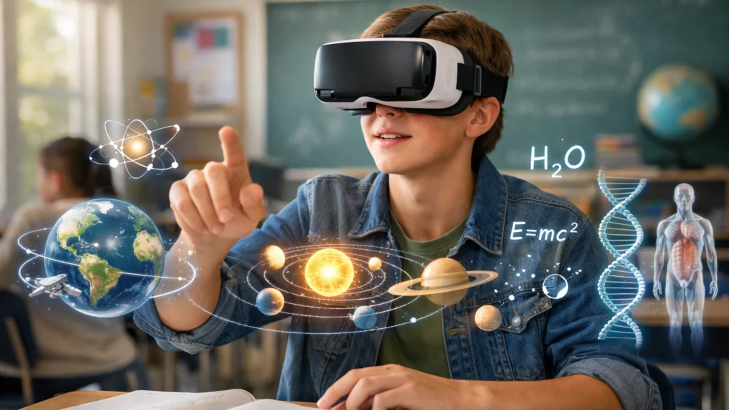 Učenik koristi virtualnu stvarnost kao aktivni oblik učenja u obrazovanju