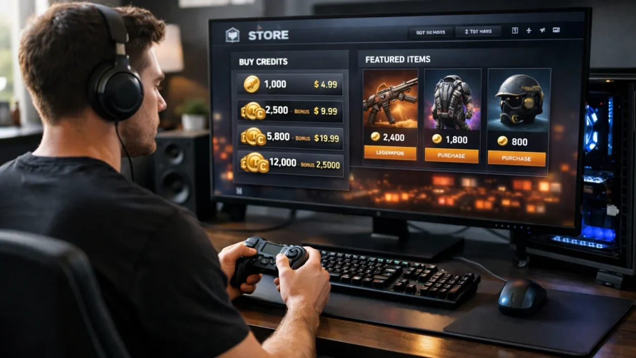 Virtualne valute u gaming industriji prikazane kroz sučelje moderne videoigre