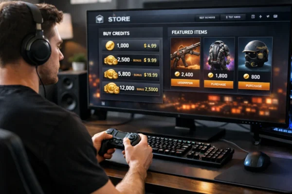 Virtualne valute u gaming industriji prikazane kroz sučelje moderne videoigre