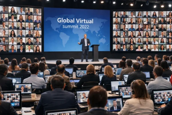 Virtualna konferencija s globalnim sudionicima i online predavanjem