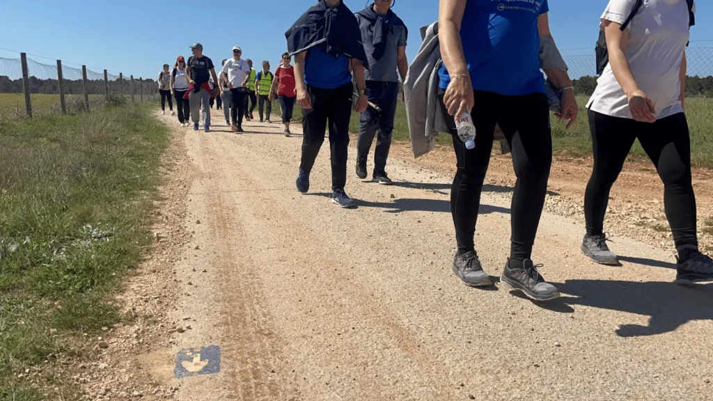 Hodočasnici hodaju makadamskim putem označenim simbolom Camino Zadar rute tijekom rođendanskog hodočašća