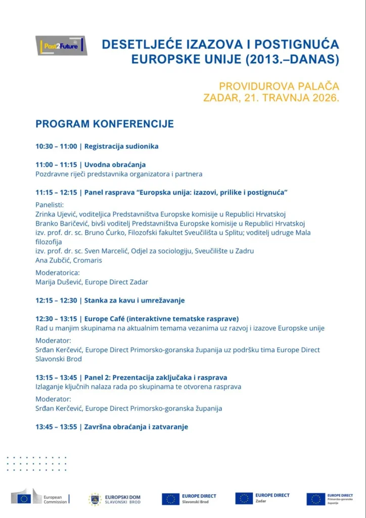 Desetljeće izazova i postignuća Europske unije – konferencija u Providurovoj palači u Zadru 2026.
