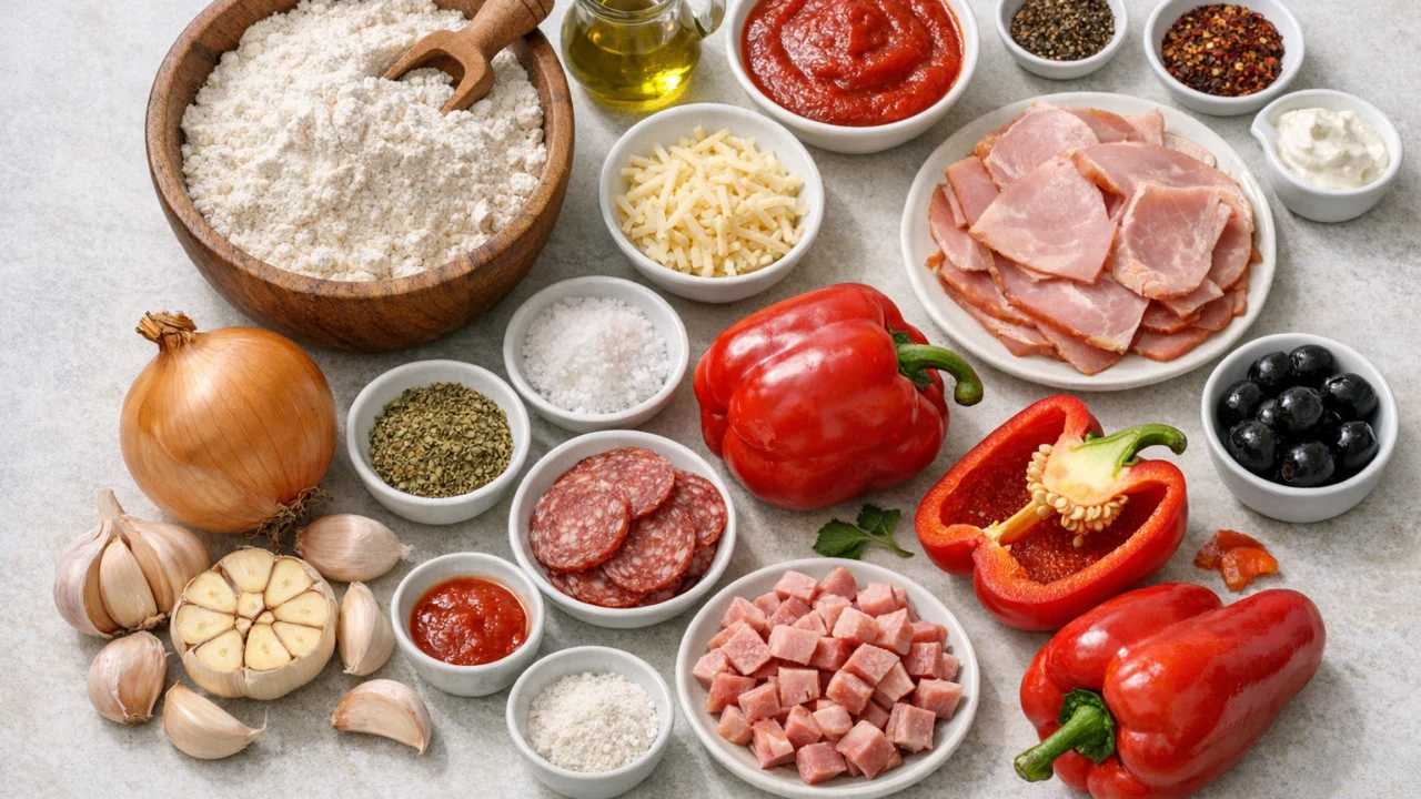 Sastojci za Domaća pizza bez dizanja tijesta