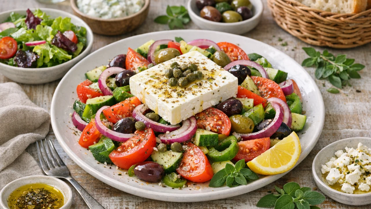 Posluživanje i varijacije Grčka salata tradicionalni recept
