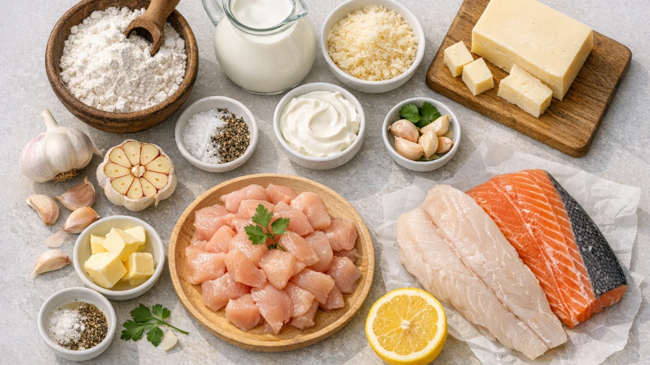 Sastojci za Kremasti umak od sira za tjesteninu