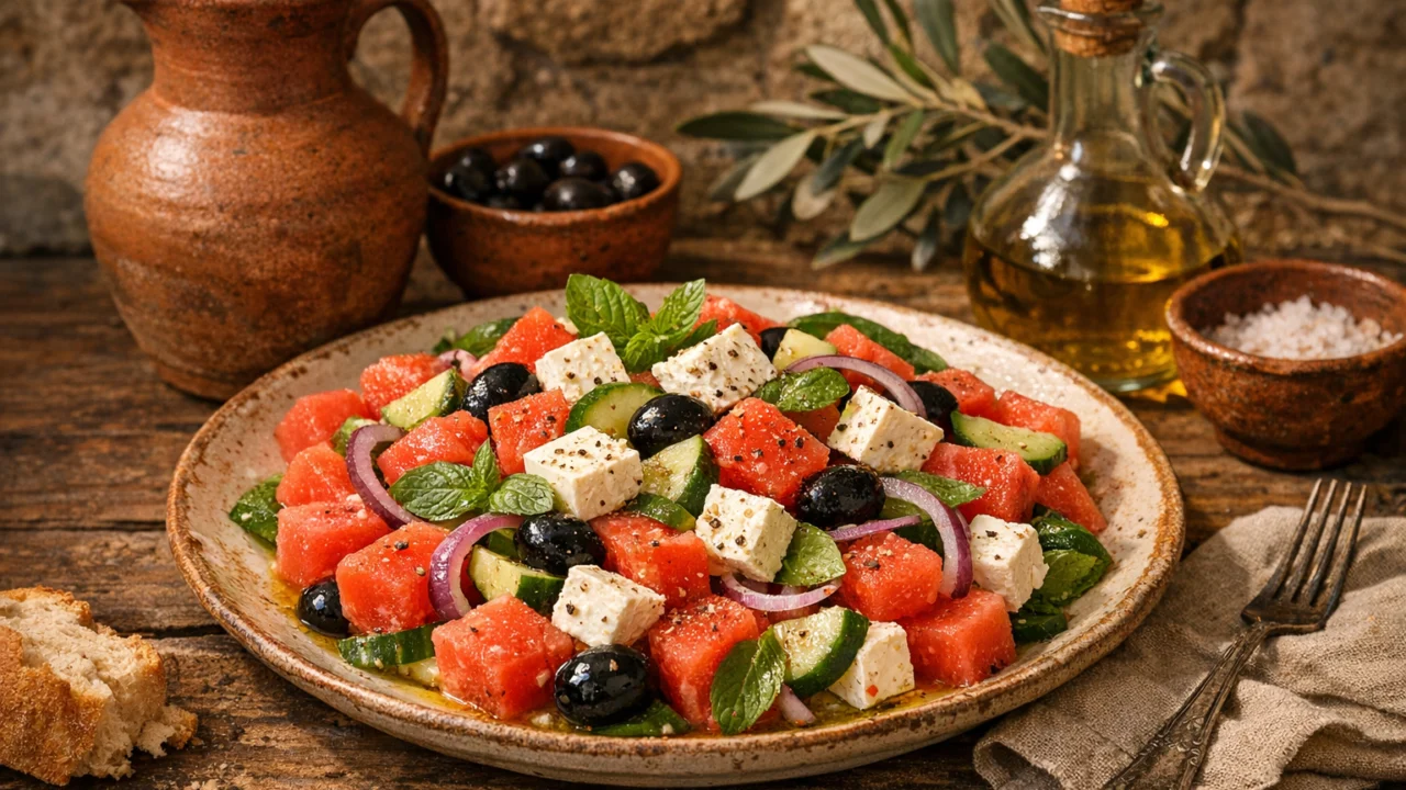 Tradicionalna priprema jela Ljetna salata s lubenicom i fetom