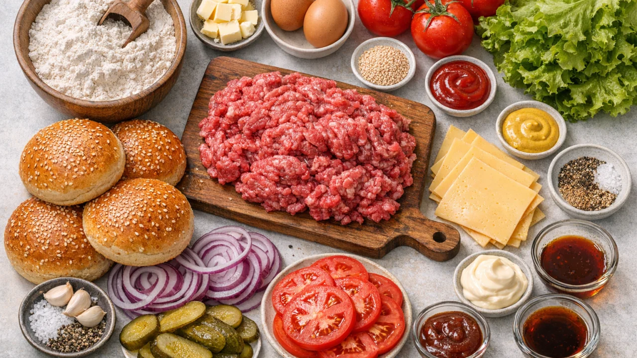 Sastojci za Najbolji hamburger s domaćim pecivom