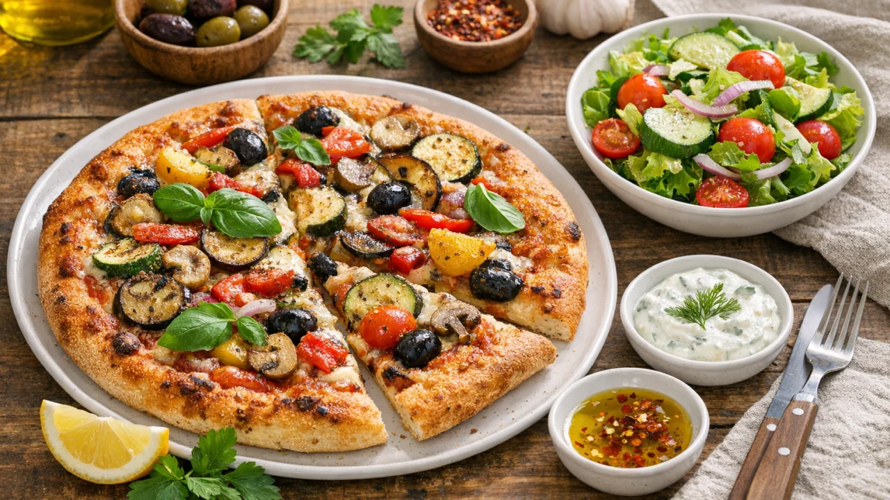 Posluživanje i varijacije Pizza s povrćem domaća verzija