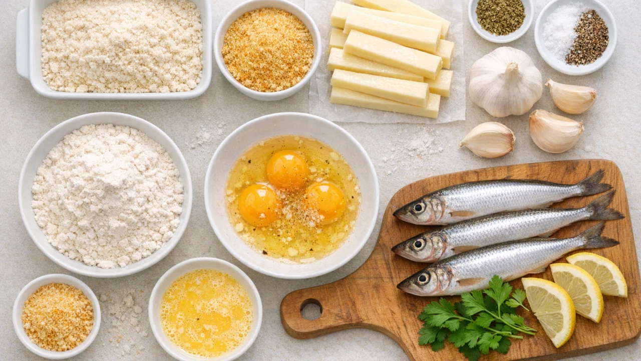 Sastojci za Pohana mozzarella štapići