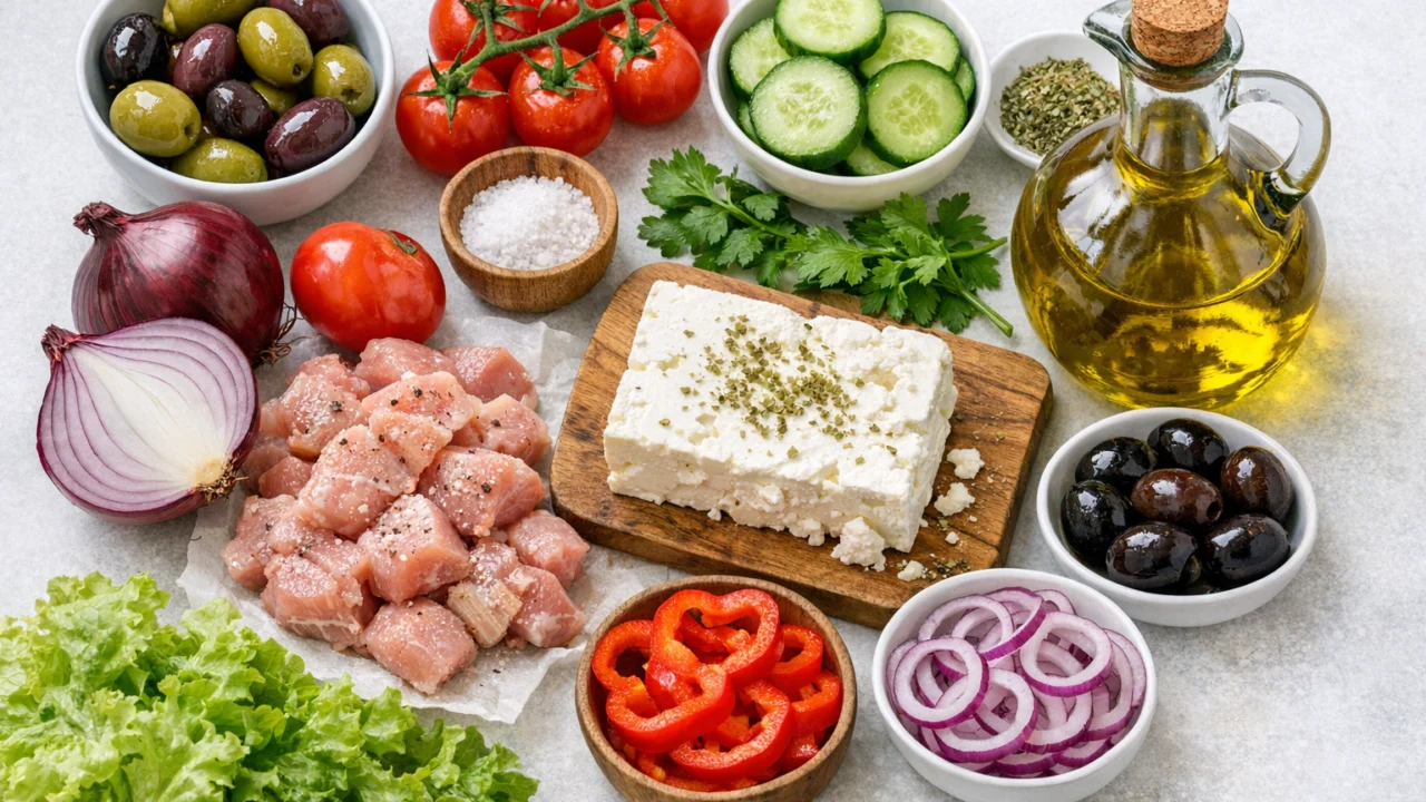Sastojci za Salata s feta sirom i maslinama