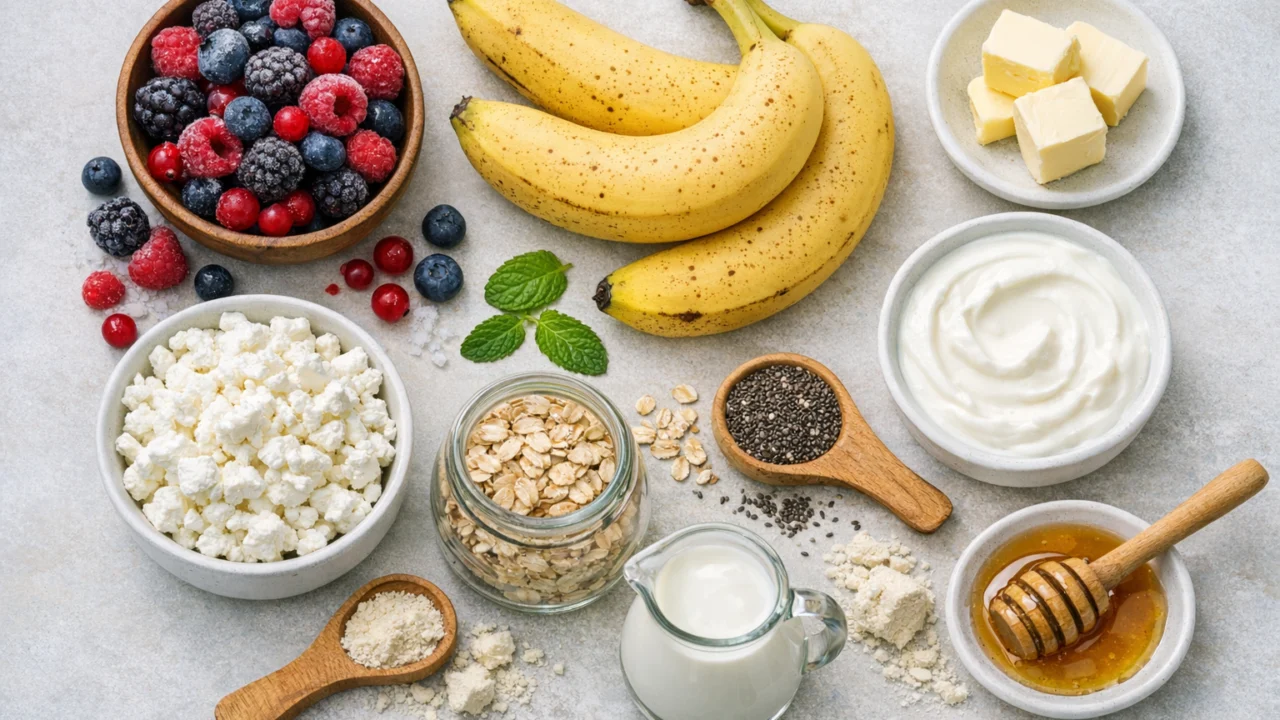 Sastojci za Zdravi smoothie od banana i šumskog voća