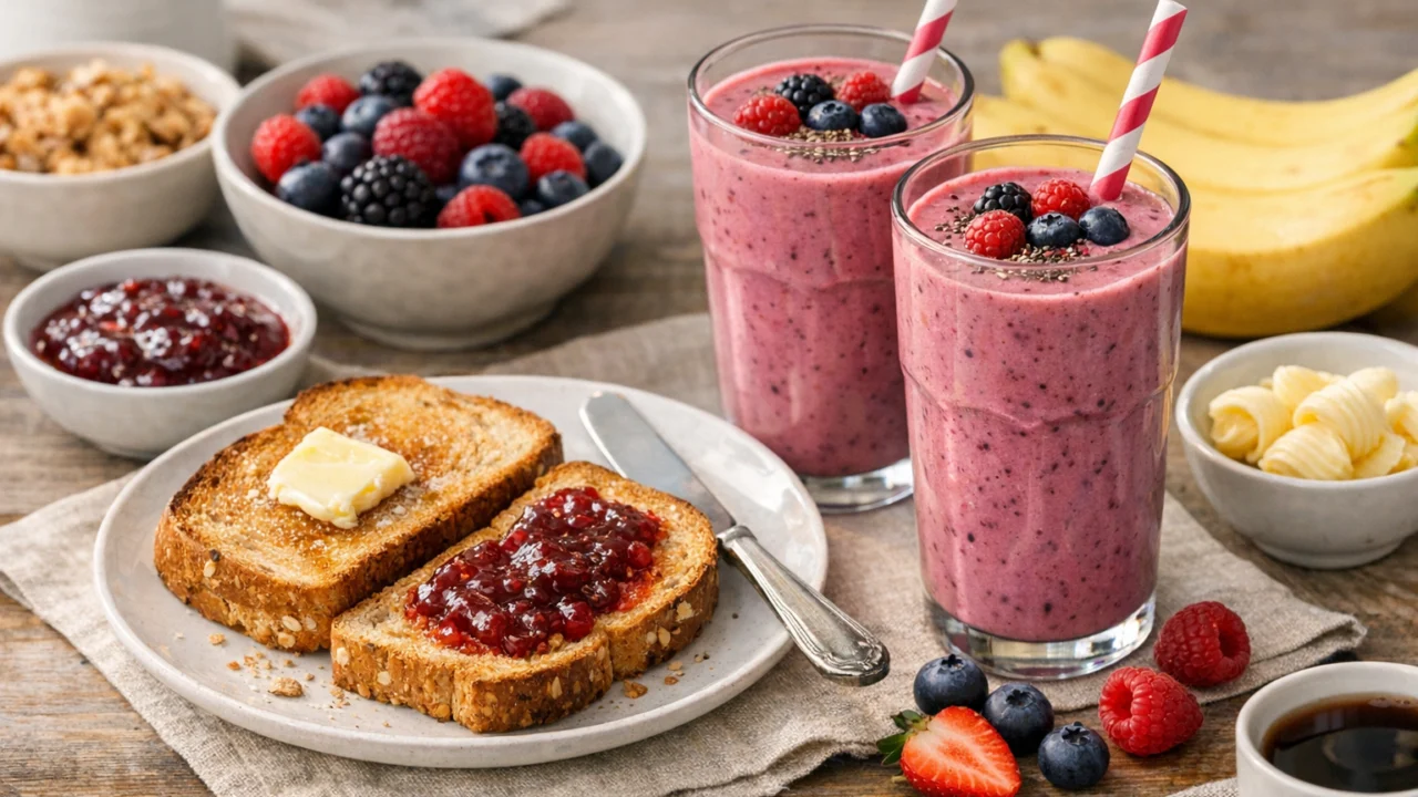 Posluživanje i varijacije Zdravi smoothie od banana i šumskog voća