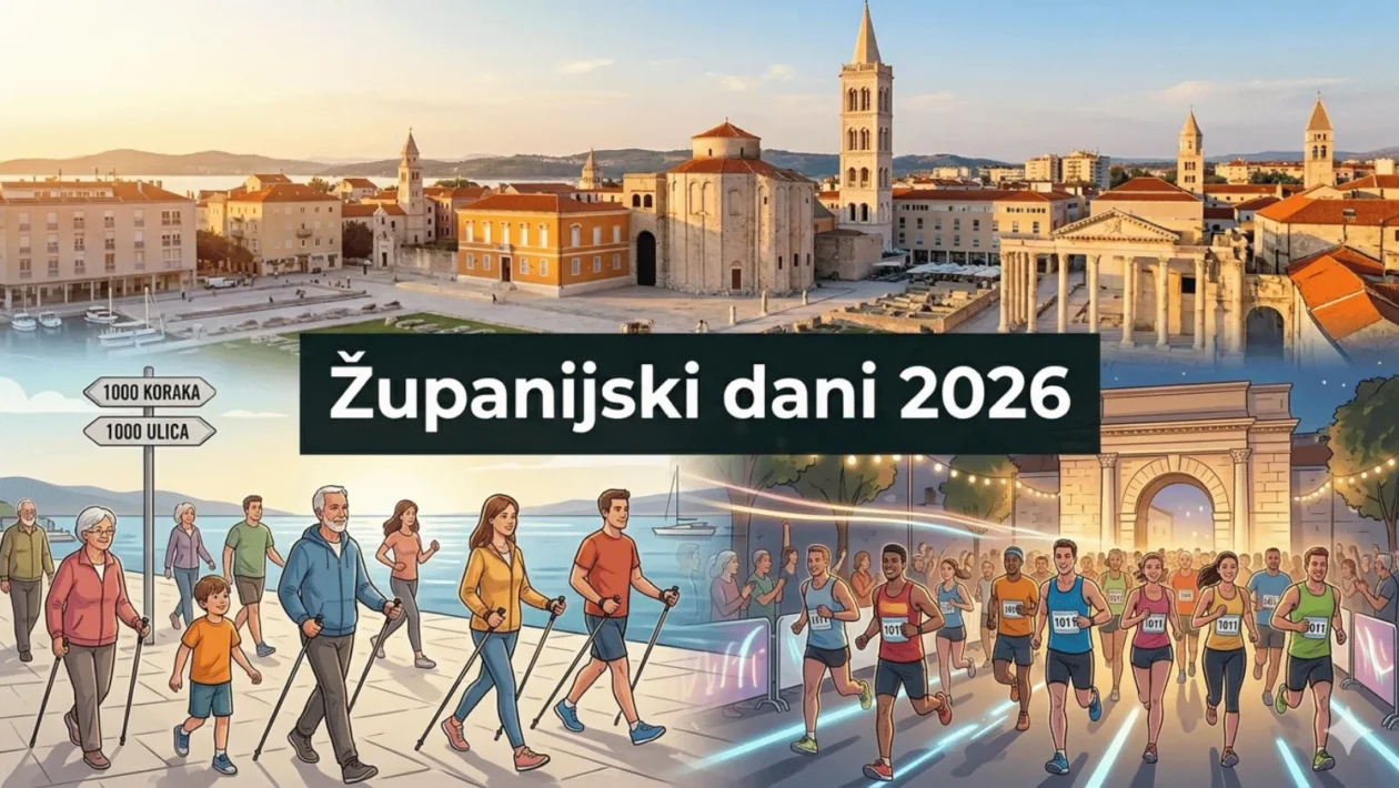 Županijski dani 2026 – pješačenje, nordijsko hodanje i Zadar Night Run 11. travnja u Zadru.