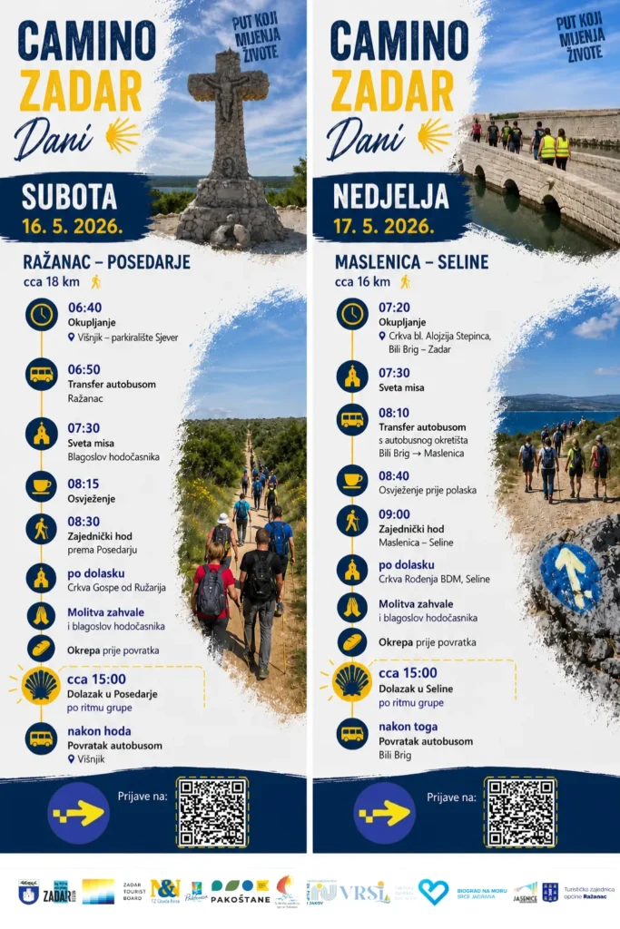 Hodočasnici na Camino Zadar ruti u proljetnom krajoliku