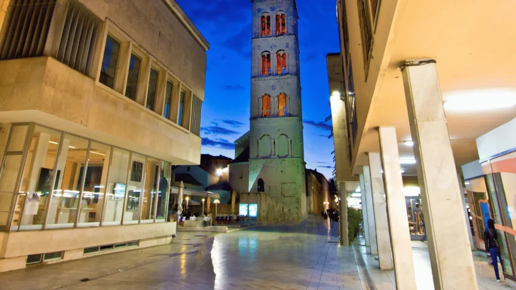 Kalelarga, the main pedestrian street in Zadar old town, lined with historic buildings and shops