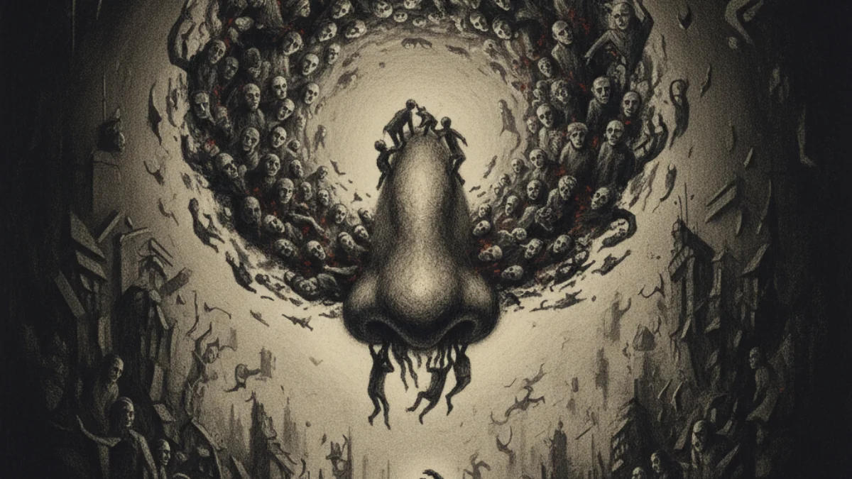 Ilustracija za knjigu Nos (Nikolaj Gogolj) – zaključak