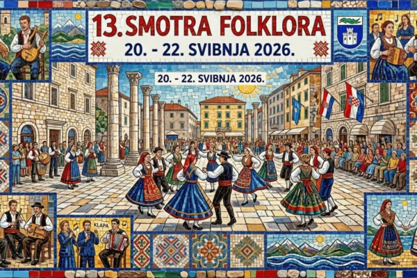 Nastup folklornih skupina na Smotri folklora Zadarske županije na Trgu Petra Zoranića