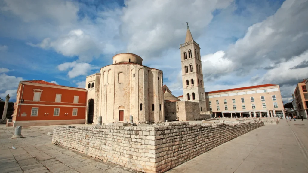 St Donatus Church Zadar located in the old town, surrounded by Roman ruins and medieval architecture.