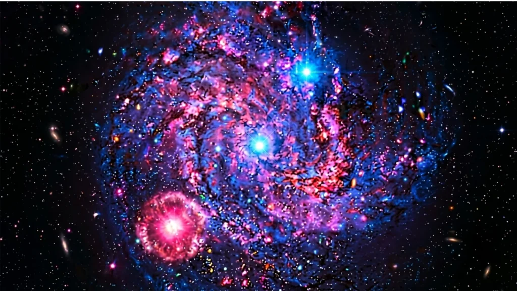 Galaksija M83 prikazana u X-zrakama i optičkom svjetlu