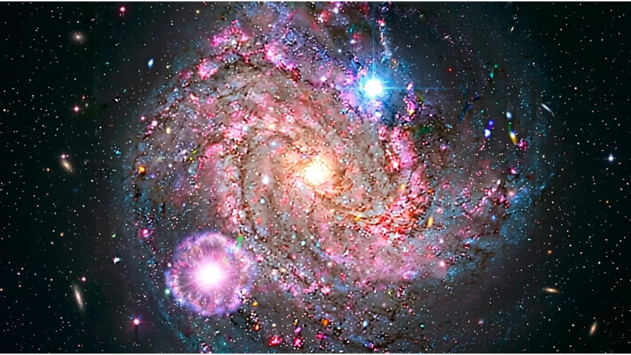 Galaksija M83 prikazana u X-zrakama i optičkom svjetlu