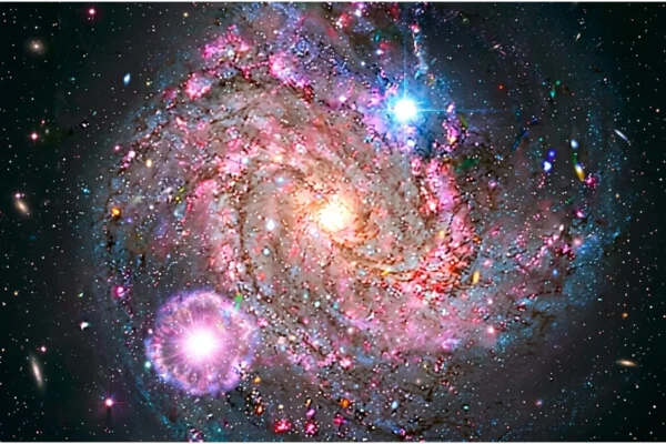 Galaksija M83 prikazana u X-zrakama i optičkom svjetlu