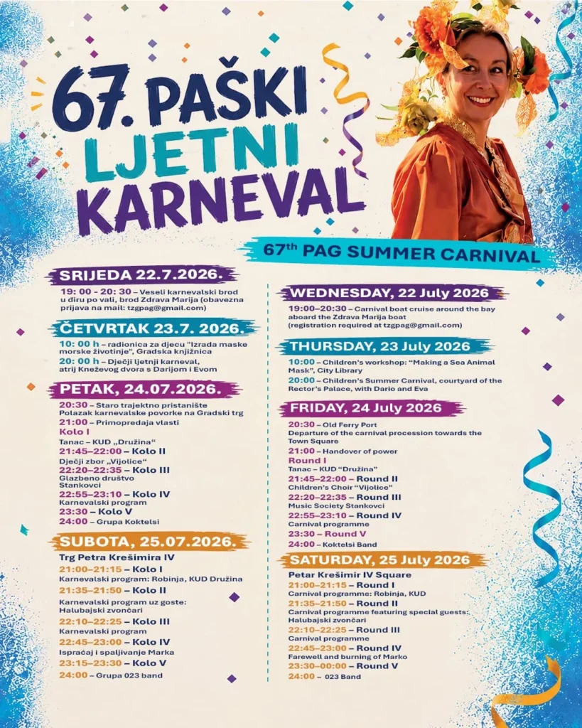 67. Paški ljetni karneval - program