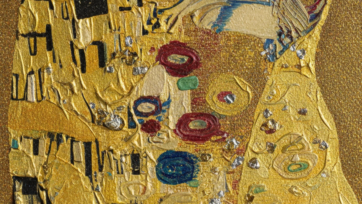Detalj teksture i materijala karakterističnih za rad: Gustav Klimt