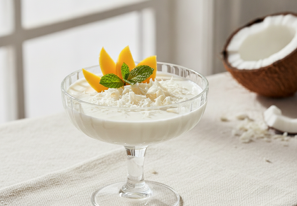 Kokosni desert s mangom i mentom