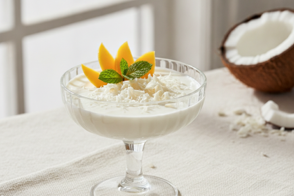 Kokosni desert s mangom i mentom
