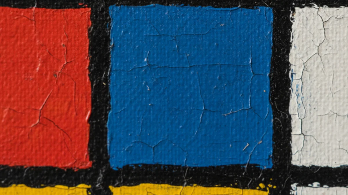 Detalj teksture i materijala karakterističnih za rad: Piet Mondrian