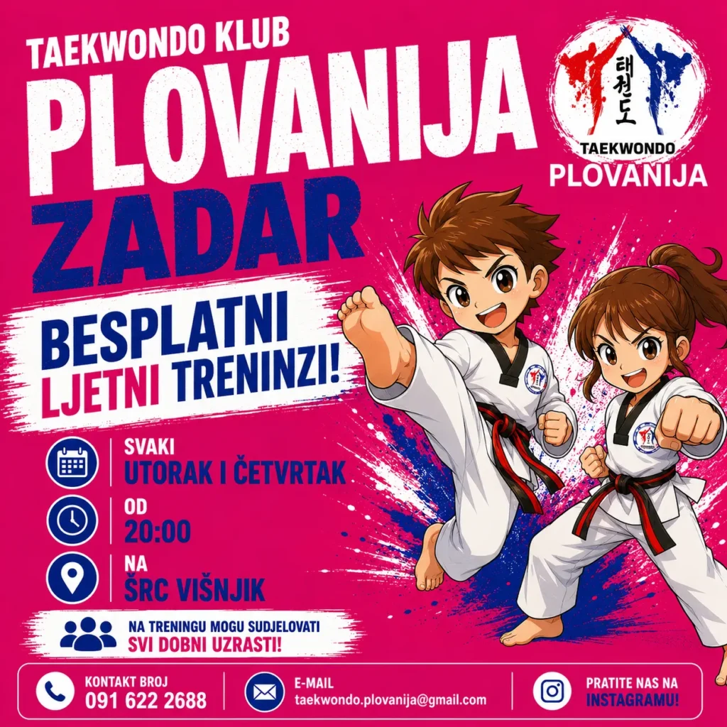 plakat za besplatne treninge tk plovanija