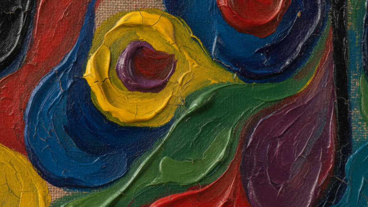 Detalj teksture i materijala karakterističnih za rad: Wassily Kandinsky