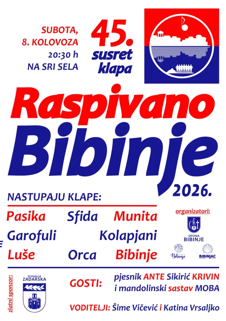 45. susret klapa Raspivano Bibinje 2026