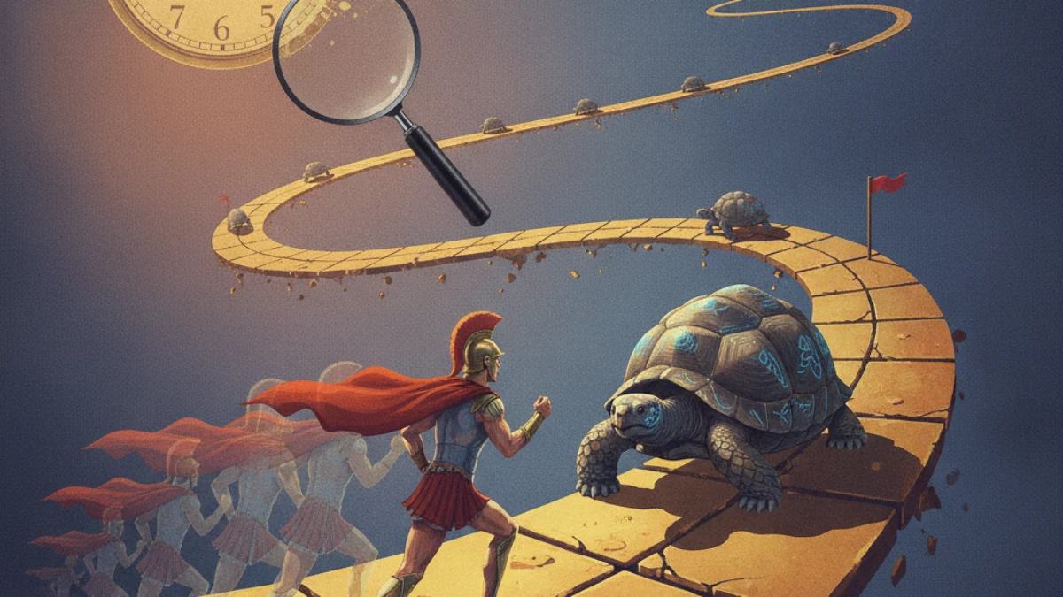 Ilustracija paradoksa Ahil i kornjača