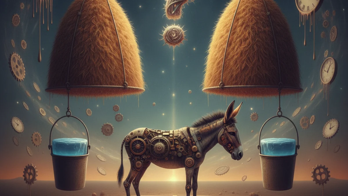 Ilustracija paradoksa Buridanov magarac