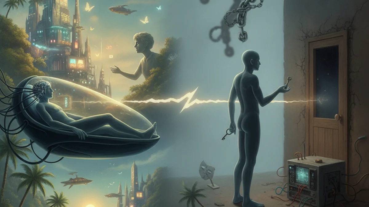 Ilustracija paradoksa Nozickov stroj za iskustvo