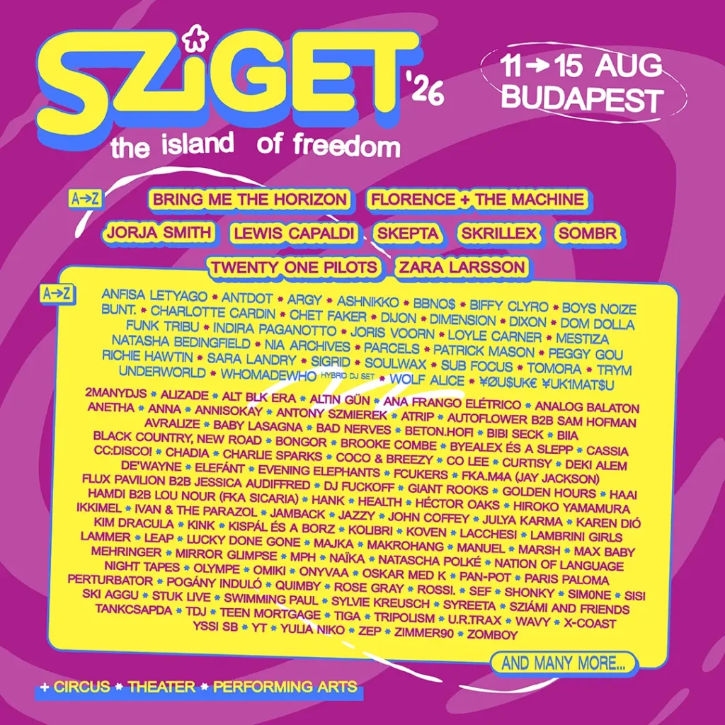 Sziget Festival 2026 na Óbudai otoku u Budimpešti tijekom otvorenja festivala